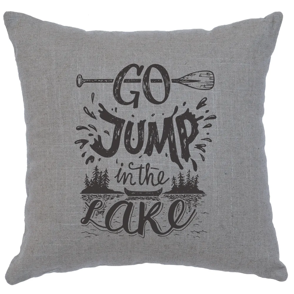 Image Pillow - Jump in Lake - Linen Gray