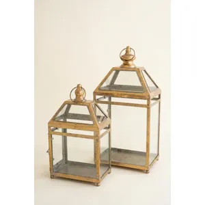Set of 2 Antique Gold Christmas Lanterns 4