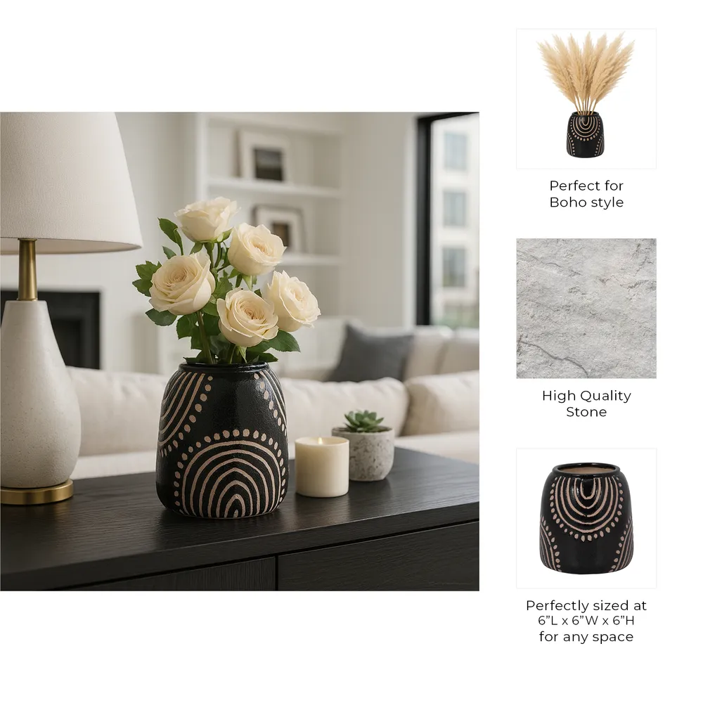 NORAMILL BLACK VASE 6 (IN)