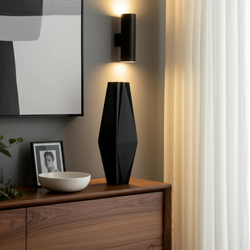 TARASIDE BLACK VASE 33 (IN)