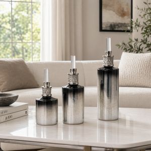 HOUSTONCROSS SET OF 3 SILVER GLASS VASES 17 (IN) 2