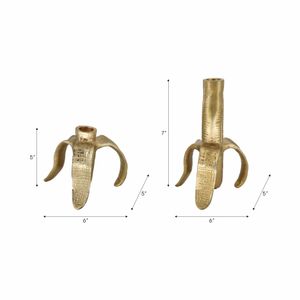 HAXTONGROVE SET OF 2 GOLD CANDLE HOLDER 7 (IN) 8