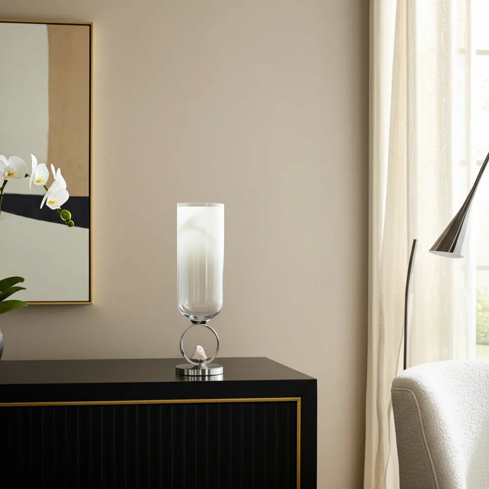 ROCKWIND WHITE GLASS VASE 21 (IN)