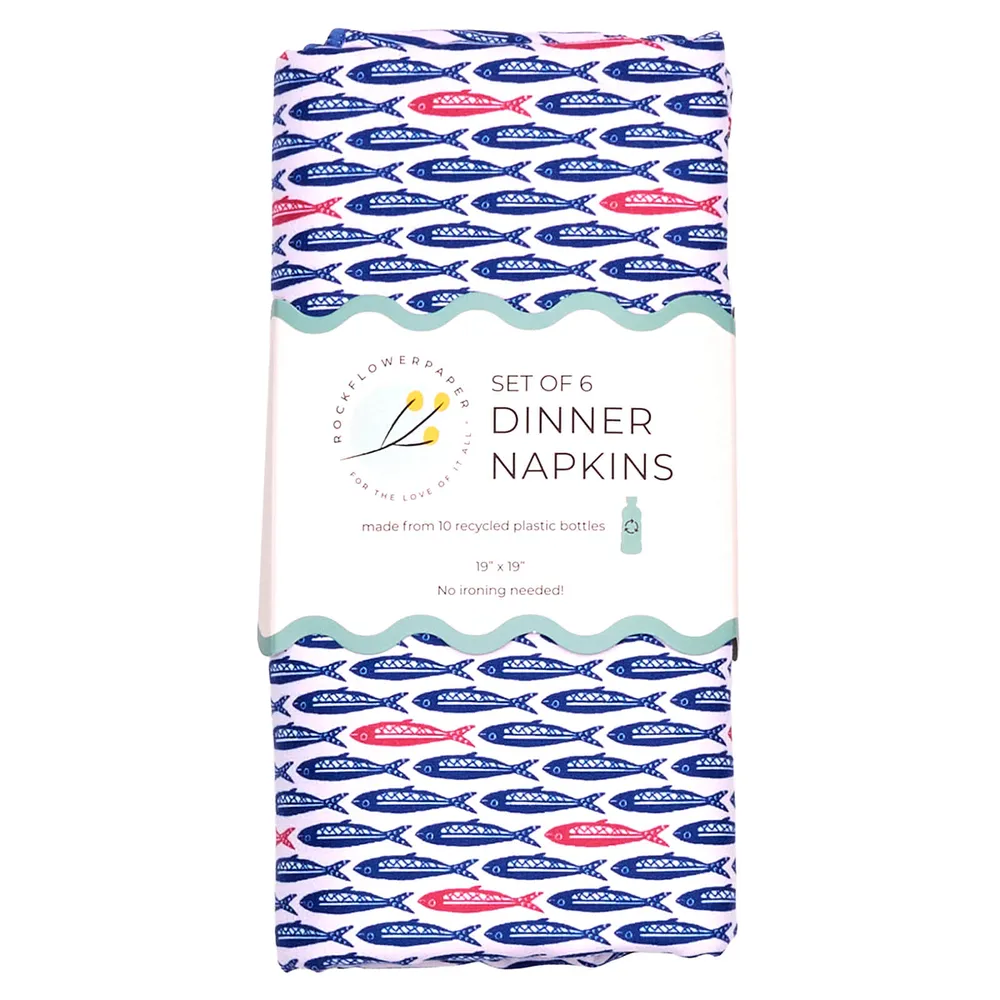 Sardine Swimmers blu Eco Dinner Napkin (Set of 6)