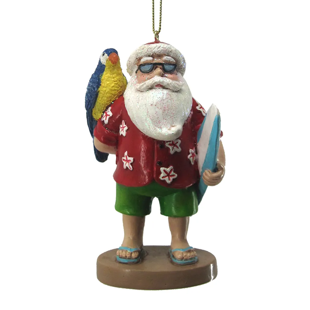 3-3/4" SANTA WITH PARROT ORNAMENT