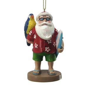 3-3/4" SANTA WITH PARROT ORNAMENT 1