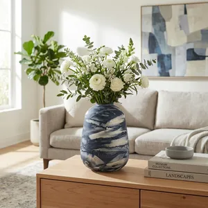 CLYDEBURN BLUE GLASS VASE 12 (IN) 2