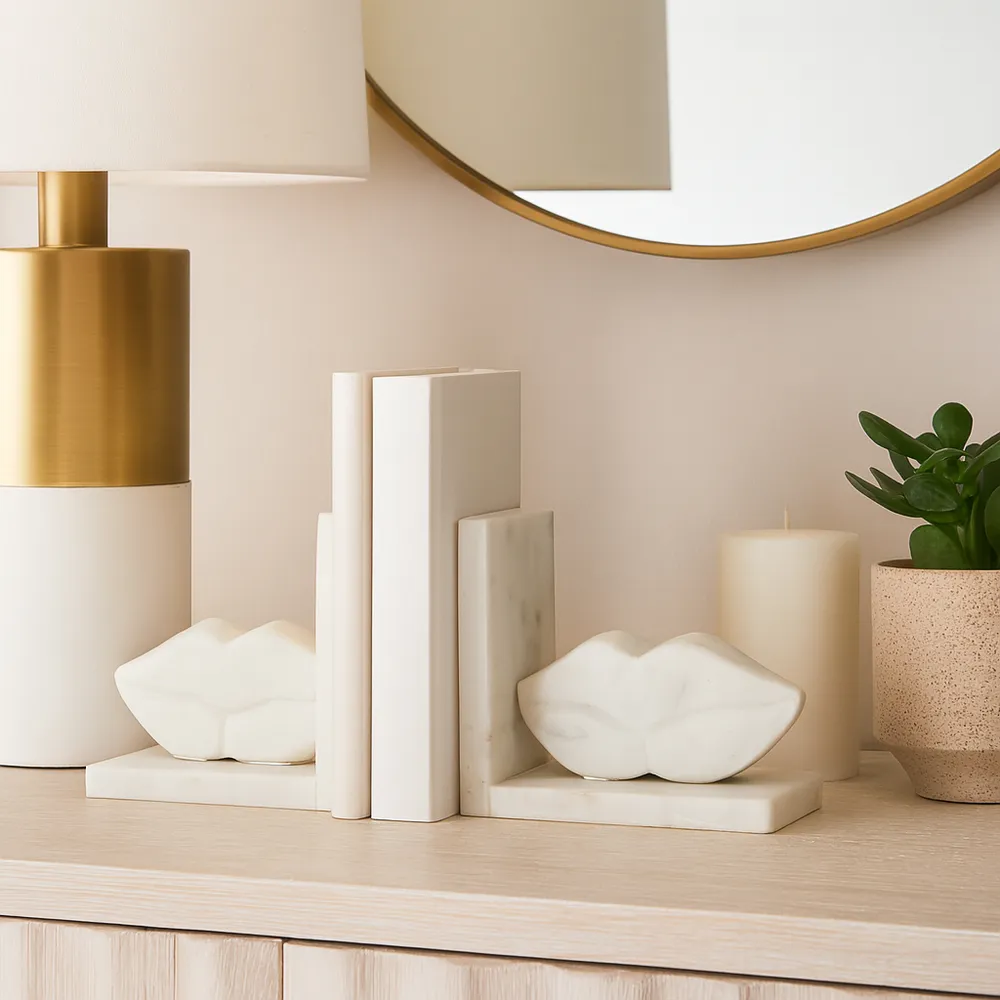 SUTTONTON SET OF 2 WHITE BOOKENDS 5 (IN)