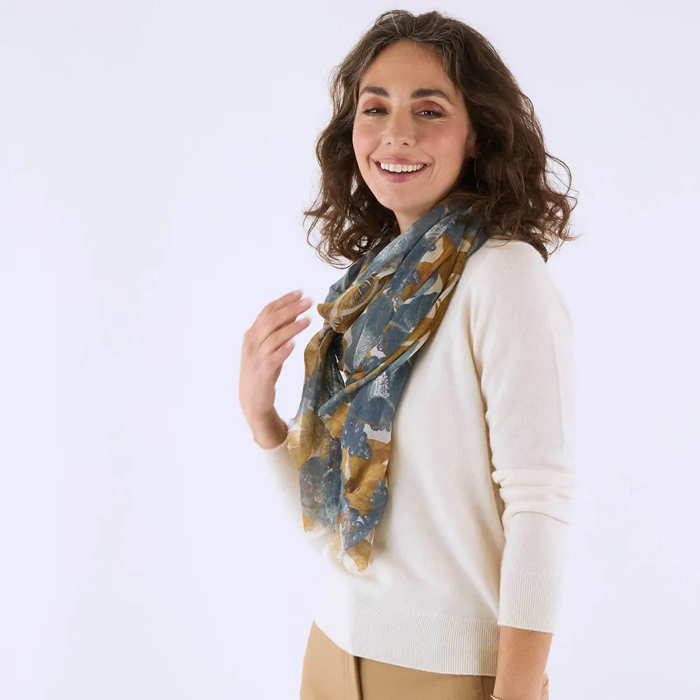 Icelandic Poppies Blue Featherweight Scarf