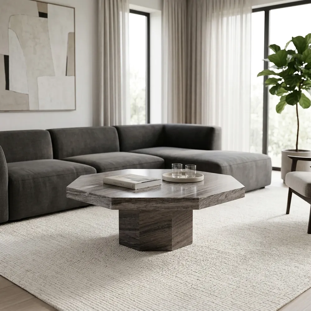 STONEVIEW BLACK COFFEE TABLE 16 (IN)