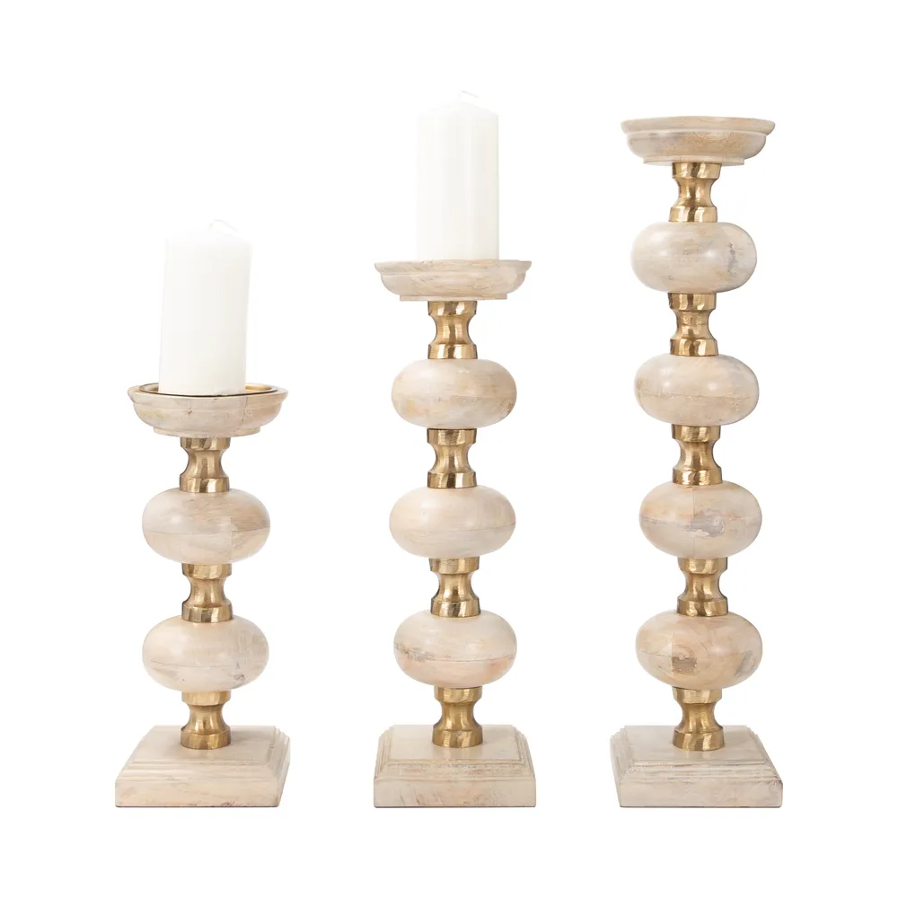 JULIANROSE SET OF 3 BROWN CANDLESTICK 23 (IN)