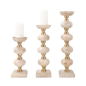 JULIANROSE SET OF 3 BROWN CANDLESTICK 23 (IN) 5