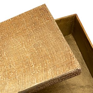 Square Linen Texture Box - Small Brass 6