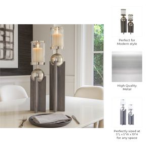 HAVENWORTH SET OF 2 GRAY CANDLE HOLDER 19 (IN) 11
