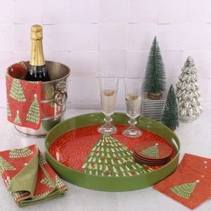 Festive Filigree Round Lacquer Serving Tray 2
