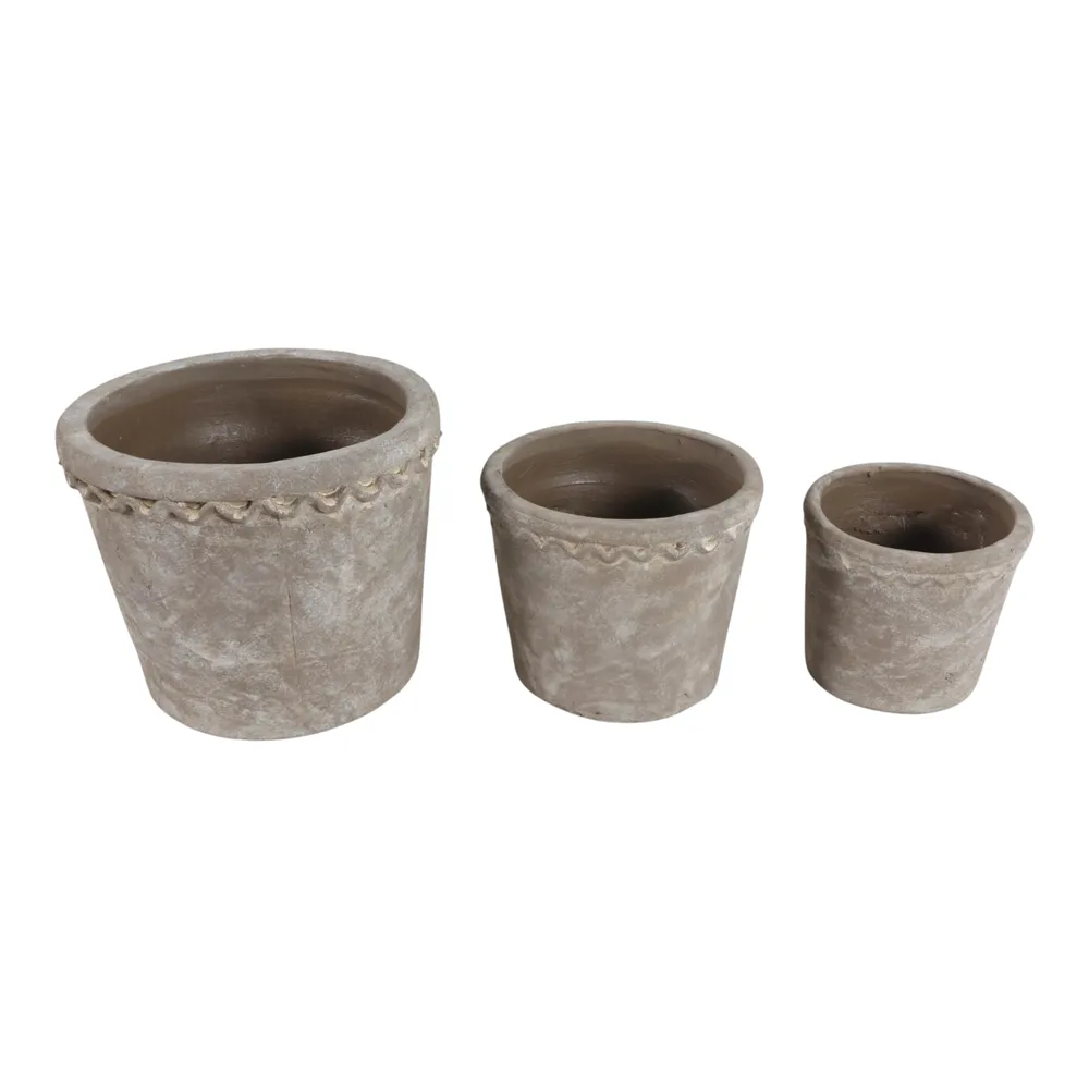TATESIDE SET OF 3 GRAY PLANTER 8 (IN)