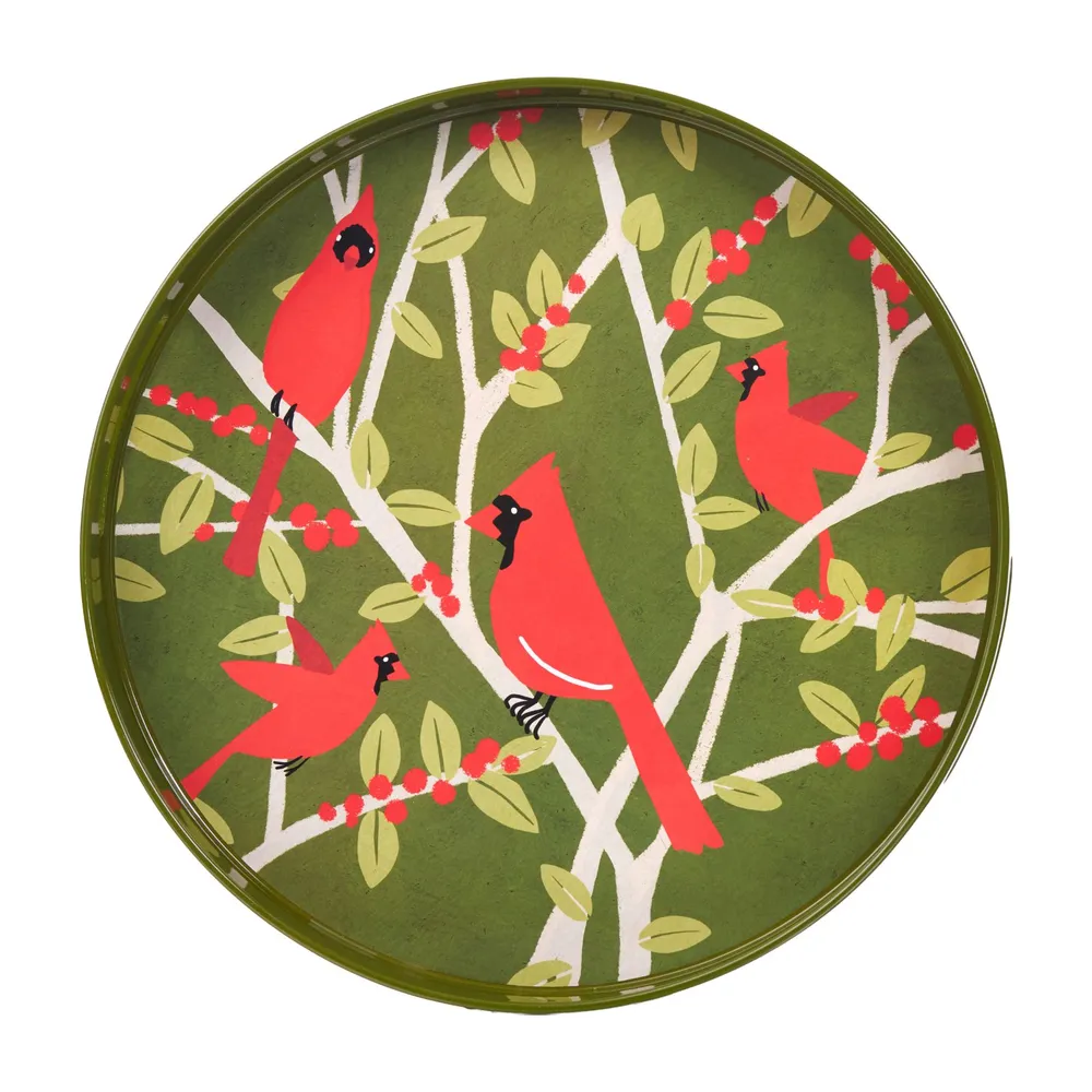 Cardinal Round Lacquer Serving Tray
