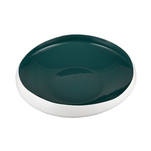 Greer Bowl - Low White and Turquoise Glazed 2