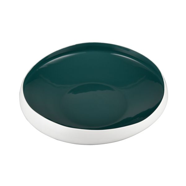 Greer Bowl - Low White and Turquoise Glazed