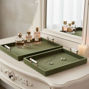 GLASTONGROVE SET OF 2 GREEN TRAY 3 (IN) 11