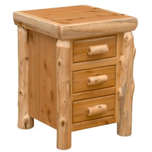 Cedar Log Three Drawer Nightstand - Weathered 2