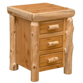 Cedar Log Three Drawer Nightstand - Vintage