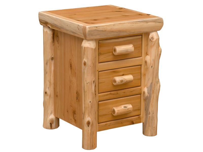 Cedar Log Three Drawer Nightstand - Vintage 2