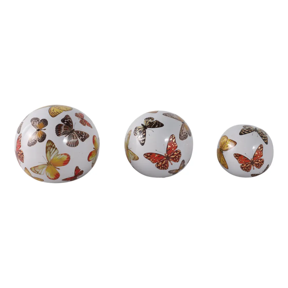 SYLVANWAY SET OF 3 WHITE ORBS 6 (IN)
