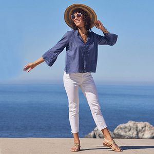 Easy Lightweight Navy Cotton Blouse 7