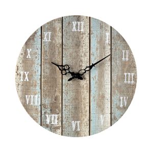 Wooden Roman Wall Clock - Weathered Blue 2