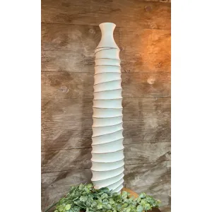 White Ribbed  Vase  30in 1
