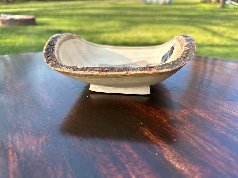 6" Rustic Wood Bowl with Footed Base 1