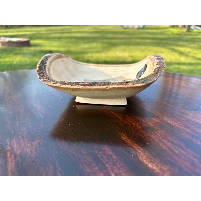 6" Rustic Wood Bowl with Footed Base