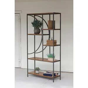 Wood and Metal Shelving Unit with Demi-Lune Detail 1