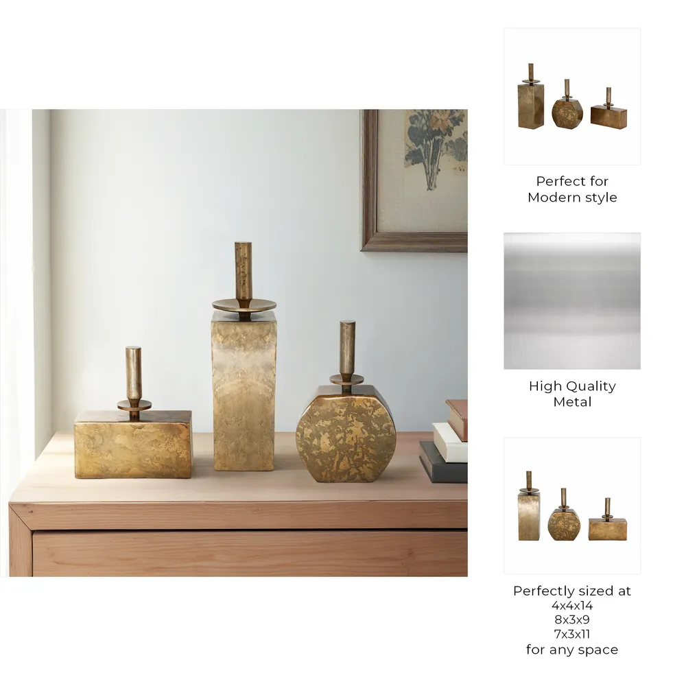 BECKMOOR SET OF 3 GOLD VASES 14 (IN)