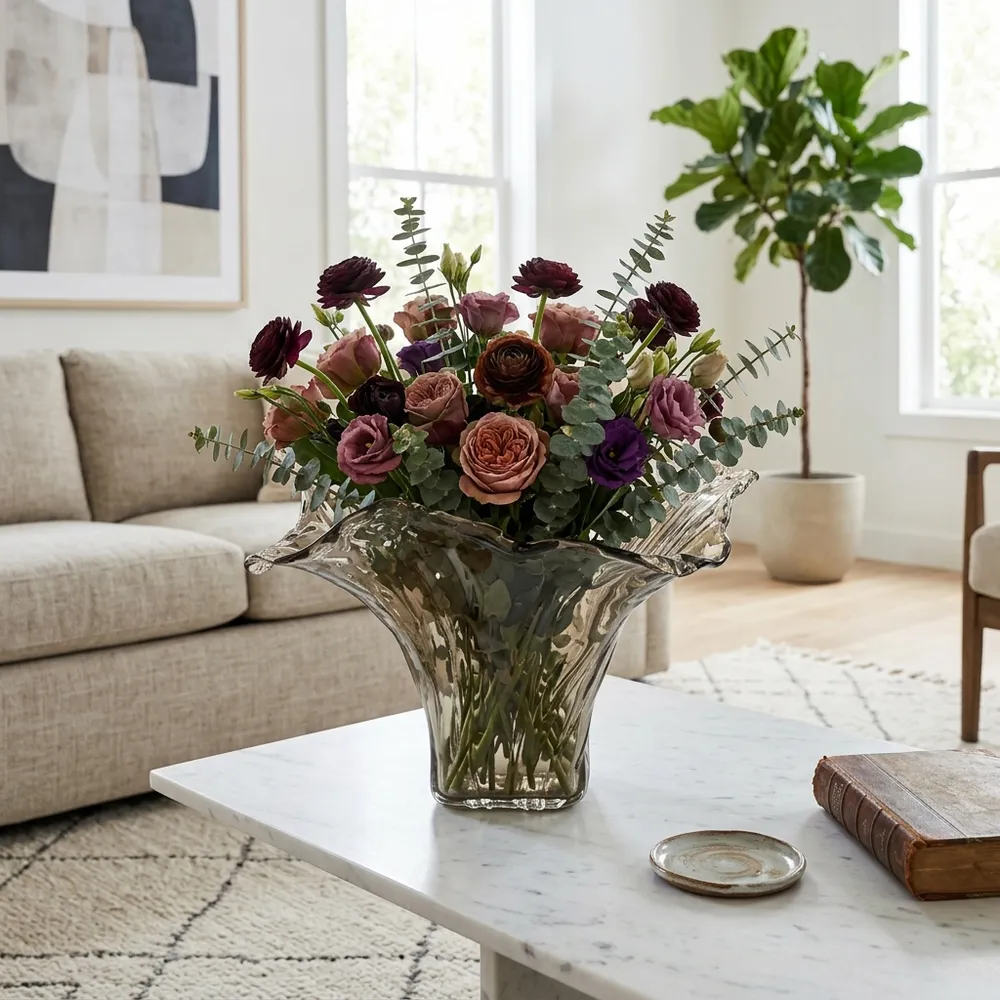 CLAYMORE GRAY GLASS VASE 12 (IN)
