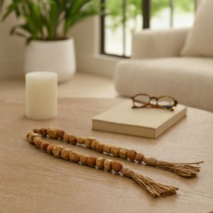 WOOD, 32X.75 BEAD GARLAND, NATURAL 11