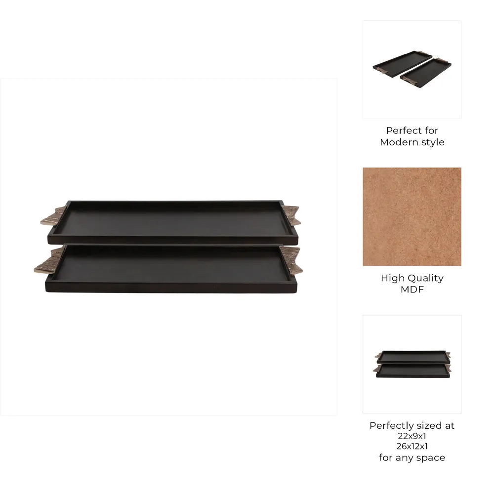 KIRBYTON SET OF 2 GRAY TRAY 1 (IN)