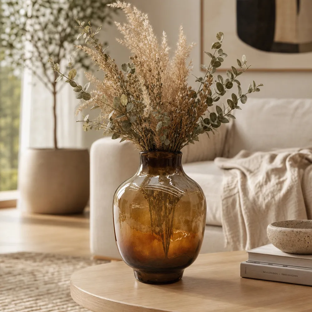 SARAHCLIFF BROWN GLASS VASE 11 (IN)
