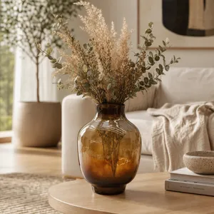 SARAHCLIFF BROWN GLASS VASE 11 (IN) 2