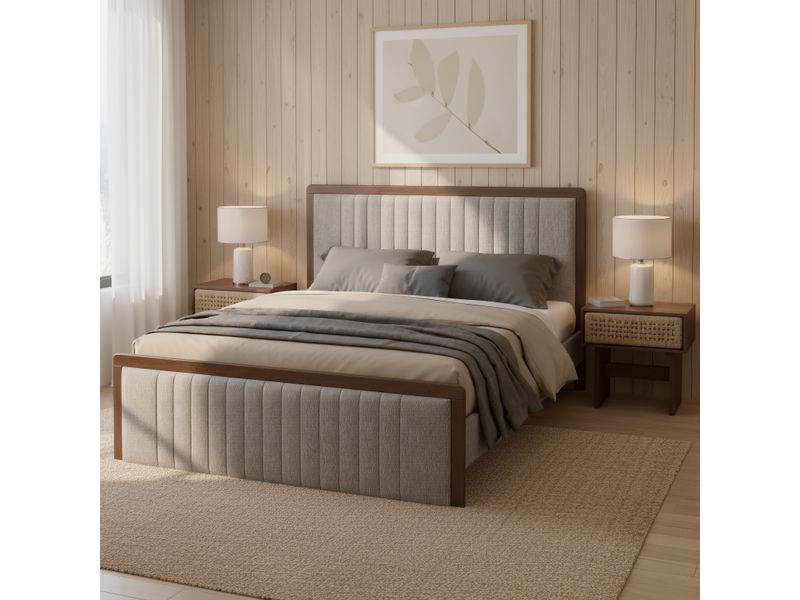 Somune King Bed Gray & Walnut 2