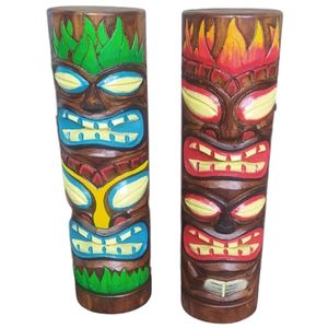 19" DOUBLE TIKI STATUE 2-ASST 1