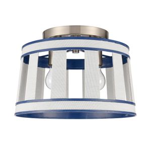 White Burlap 14'' Wide 2-Light Semi Flush Mount - Ocean Blue 2