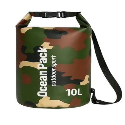 10L WATERPROOF DRY BAG WITH DETACHABLE STRAP - GRAY CAMO