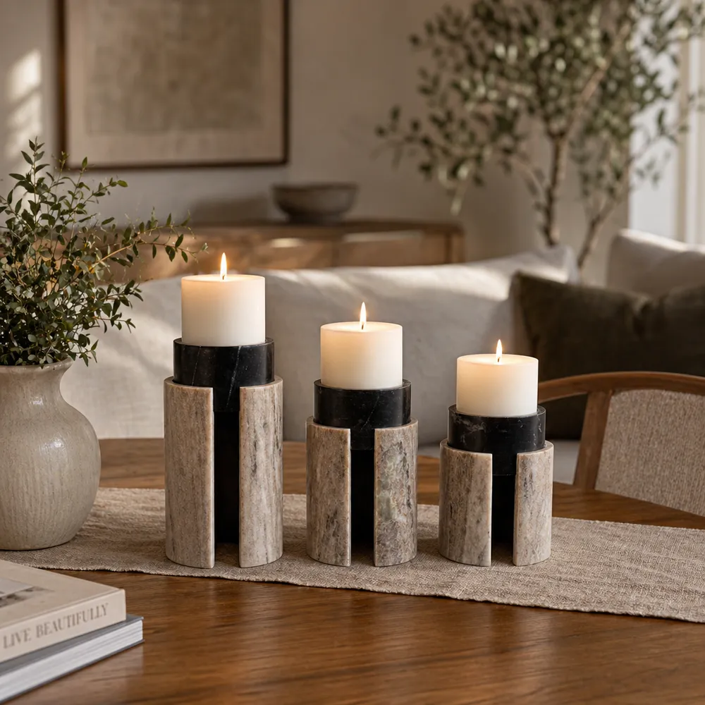HAXTONCROSS SET OF 3 BLACK CANDLE HOLDER 9 (IN)