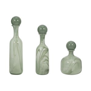 HARSTONRIDGE SET OF 3 GREEN GLASS VASES 19 (IN) 1