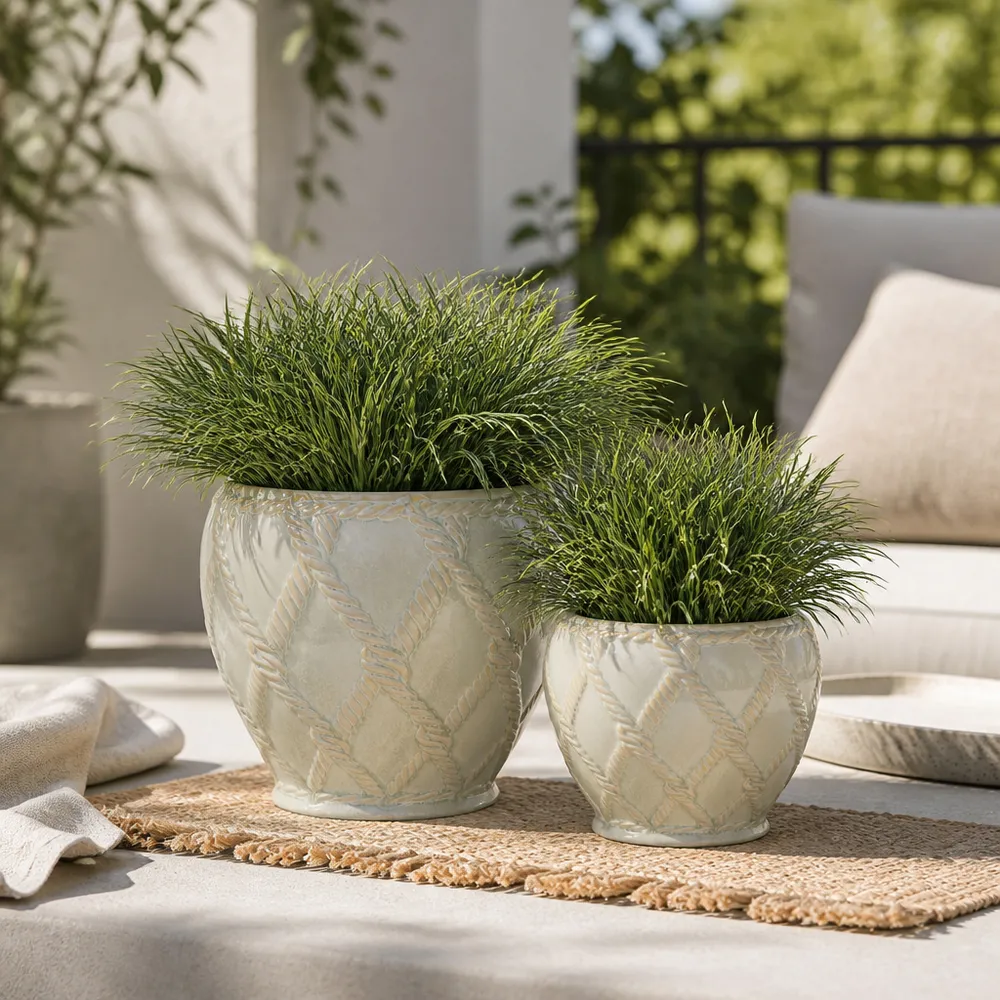 HARDWICKGATE SET OF 2 GREEN PLANTER 7 (IN)