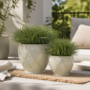 HARDWICKGATE SET OF 2 GREEN PLANTER 7 (IN) 2