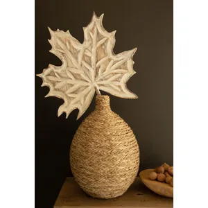 Hand-Carved Paulownia Wood Maple Leaf Wall Art 3