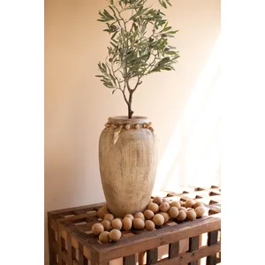Carved Wood Vase with Shell Detail 3